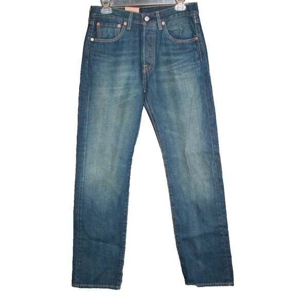 Levis 501 Original Mens 29x32 Straight Button Fly Blue Denim Jeans Dark Wash NEW - Picture 1 of 2